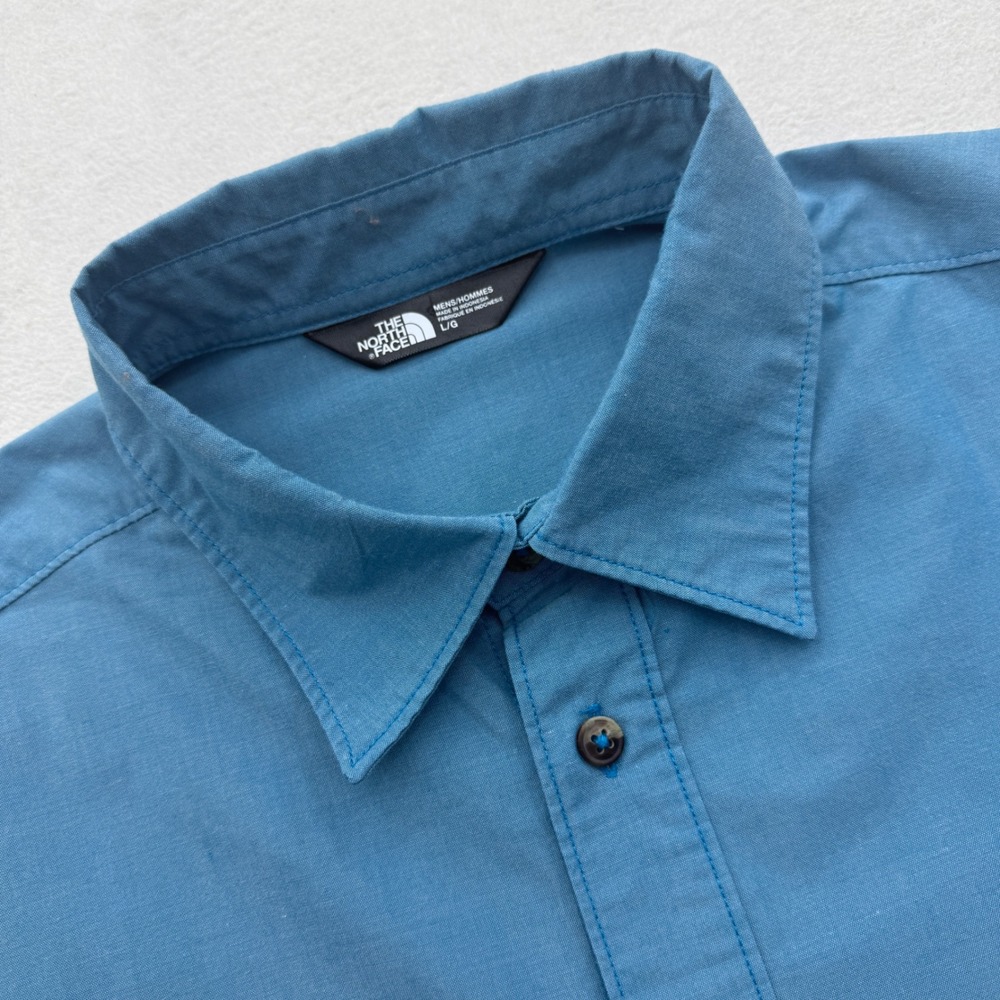 The North Face Button Down Shirt Mens L Blue Long Sleeve Outdoor Utility